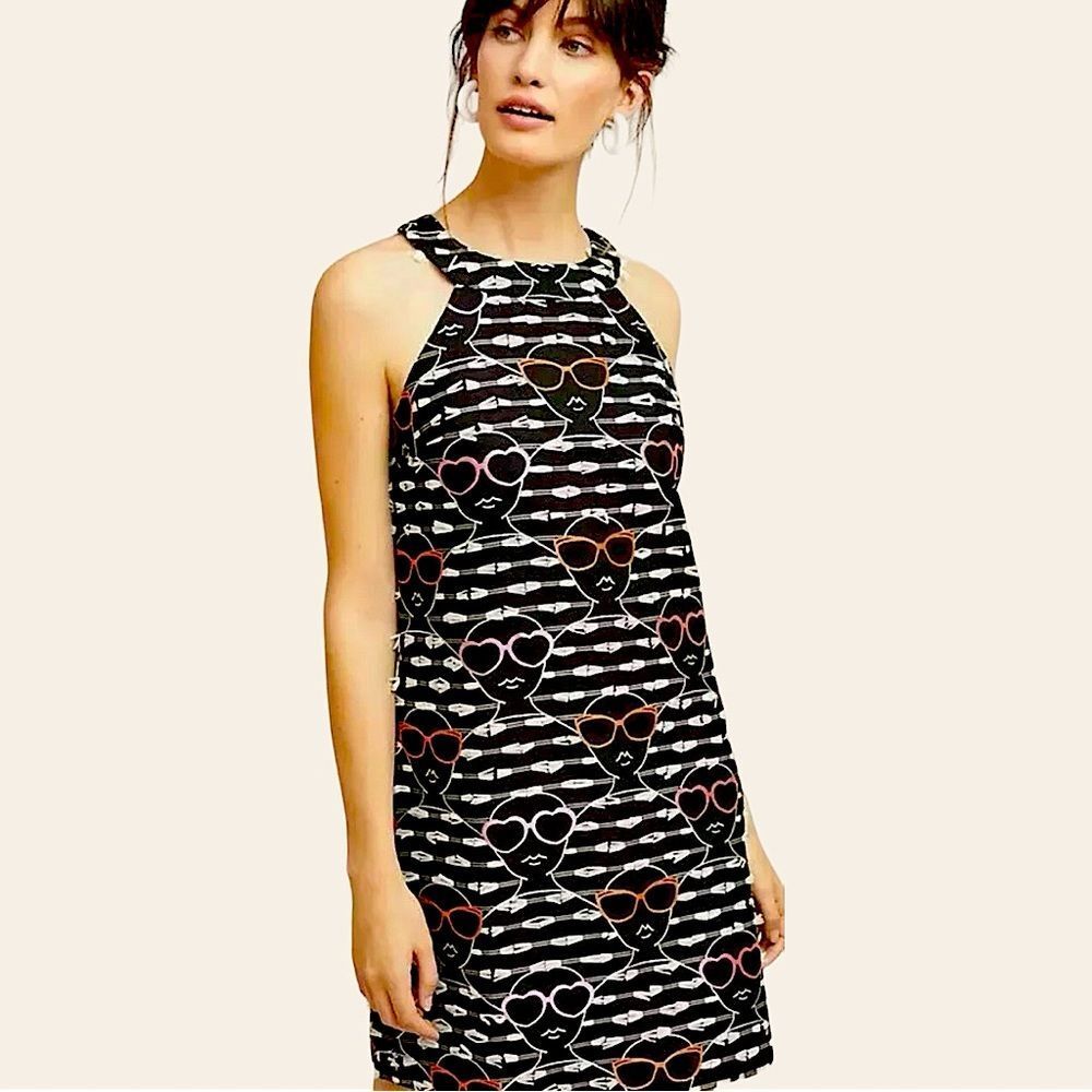 Anthropologie Dress Hutch Face Sunglass Print Dress Size XS BLOGGER FAVORITE